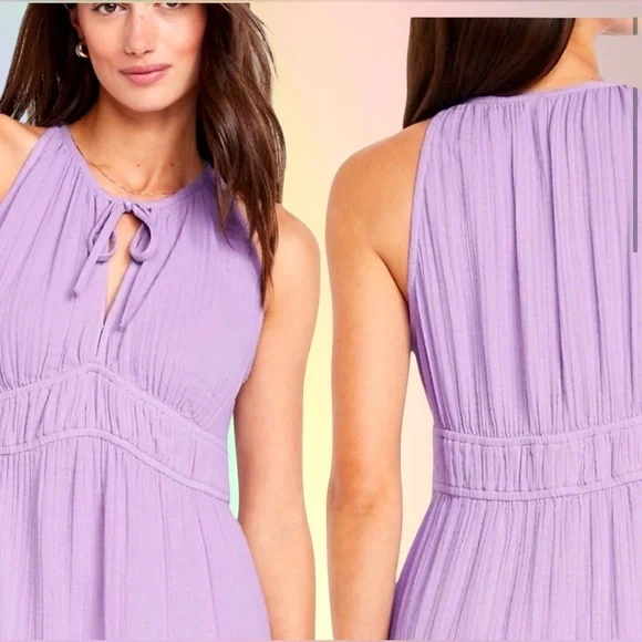 NWTS💓GAP OLD NAVY LG💓LILAC PURPLE TIERED MAXI DRESS ADJUSTABLE STRAPS W POCKETS - Picture 2 of 12